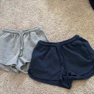 Women's Gray and Black Waffle Knit Shorts